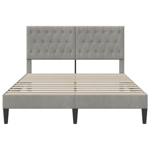 Grote foto vidaxl bedframe met hoofdeinde lichtgrijs 160 x 200 cm fluweel antiek en kunst stoelen en banken