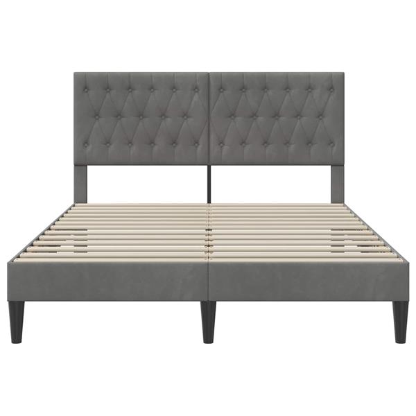 Grote foto vidaxl bedframe met hoofdeinde donkergrijs 140 x 200 cm fluweel antiek en kunst stoelen en banken