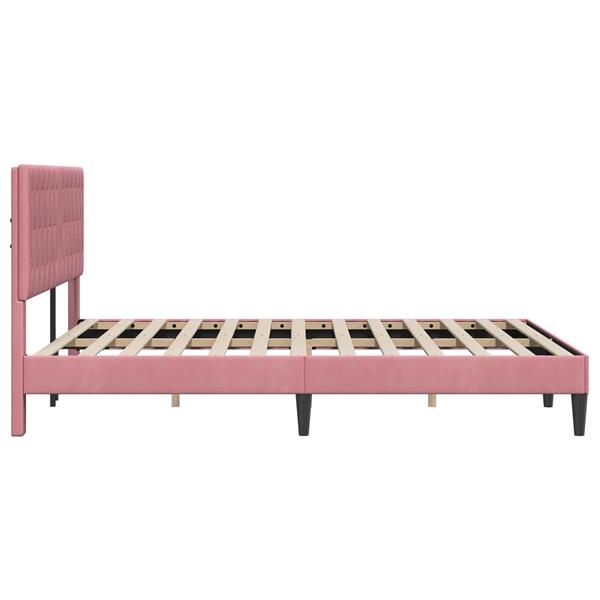 Grote foto vidaxl bedframe met hoofdeinde roze 120 x 200 cm fluweel antiek en kunst stoelen en banken