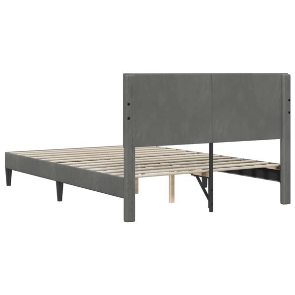 Grote foto vidaxl bedframe met hoofdeinde donkergrijs 120 x 200 cm fluweel antiek en kunst stoelen en banken