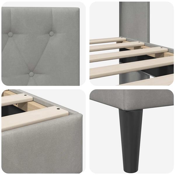 Grote foto vidaxl bedframe met hoofdeinde lichtgrijs 120 x 200 cm fluweel antiek en kunst stoelen en banken