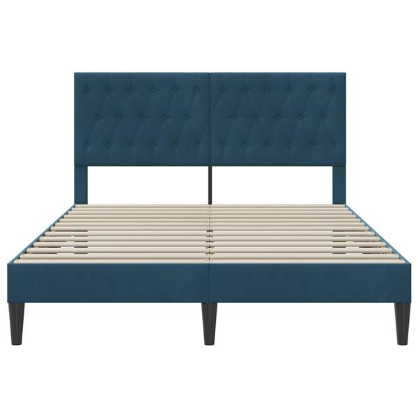 Grote foto vidaxl bedframe met hoofdeinde blauw 120 x 190 cm fluweel antiek en kunst stoelen en banken