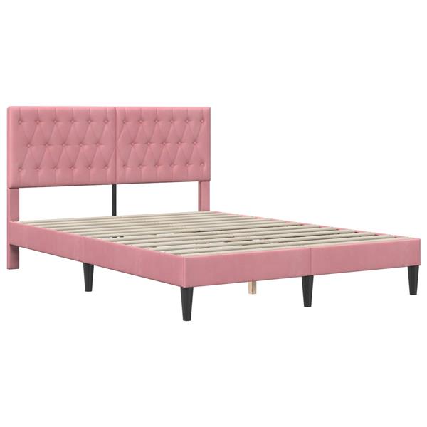 Grote foto vidaxl bedframe met hoofdeinde roze 120 x 190 cm fluweel antiek en kunst stoelen en banken