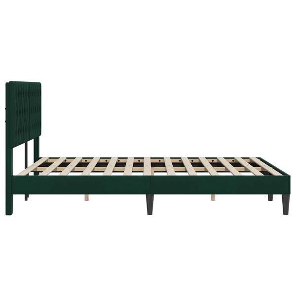 Grote foto vidaxl bedframe met hoofdeinde donkergroen 120 x 190 cm fluweel antiek en kunst stoelen en banken