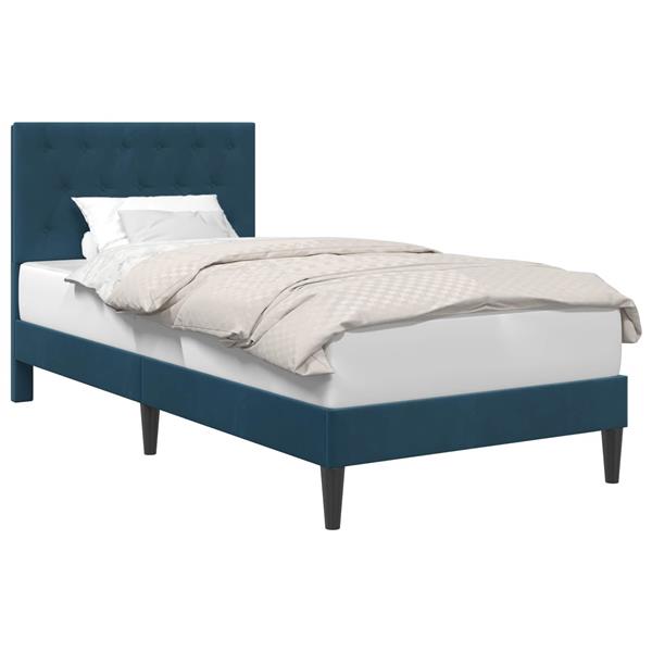 Grote foto vidaxl bedframe met hoofdeinde blauw 90 x 200 cm fluweel antiek en kunst stoelen en banken