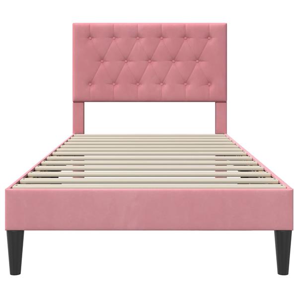 Grote foto vidaxl bedframe met hoofdeinde roze 90 x 200 cm fluweel antiek en kunst stoelen en banken