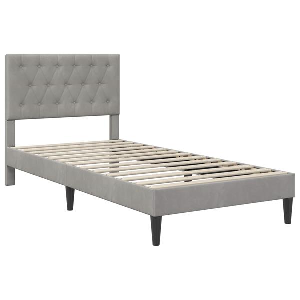Grote foto vidaxl bedframe met hoofdeinde lichtgrijs 90 x 200 cm fluweel antiek en kunst stoelen en banken