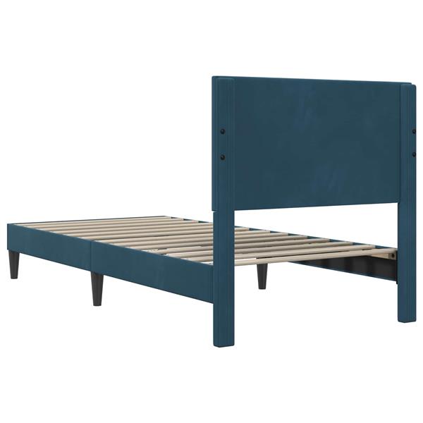 Grote foto vidaxl bedframe met hoofdeinde blauw 90 x 190 cm fluweel antiek en kunst stoelen en banken