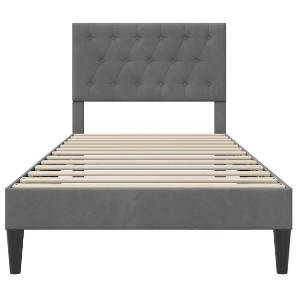 Grote foto vidaxl bedframe met hoofdeinde donkergrijs 90 x 190 cm fluweel antiek en kunst stoelen en banken