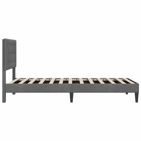 Grote foto vidaxl bedframe met hoofdeinde donkergrijs 90 x 190 cm fluweel antiek en kunst stoelen en banken