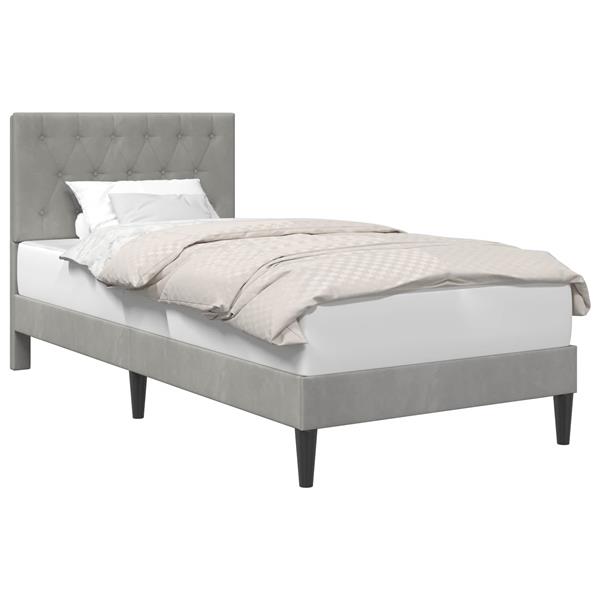 Grote foto vidaxl bedframe met hoofdeinde lichtgrijs 90 x 190 cm fluweel antiek en kunst stoelen en banken