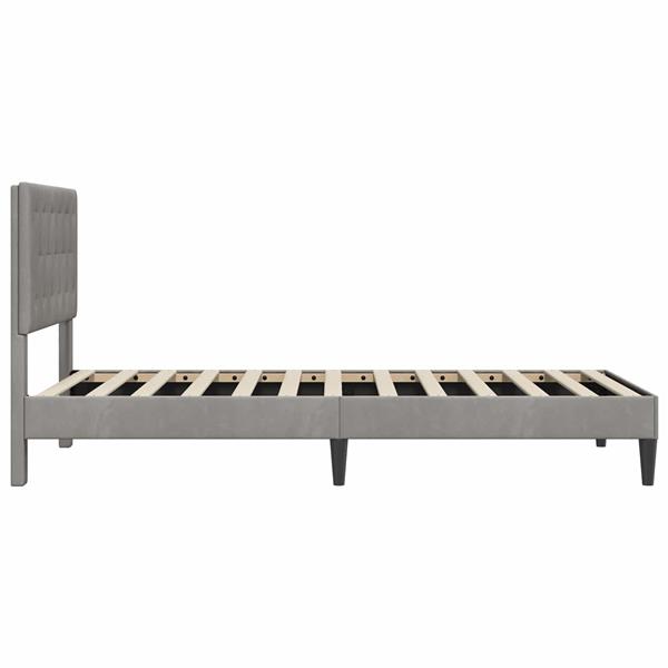 Grote foto vidaxl bedframe met hoofdeinde lichtgrijs 90 x 190 cm fluweel antiek en kunst stoelen en banken