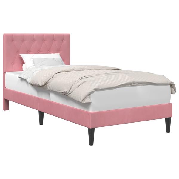 Grote foto vidaxl bedframe met hoofdeinde roze 80 x 200 cm fluweel antiek en kunst stoelen en banken