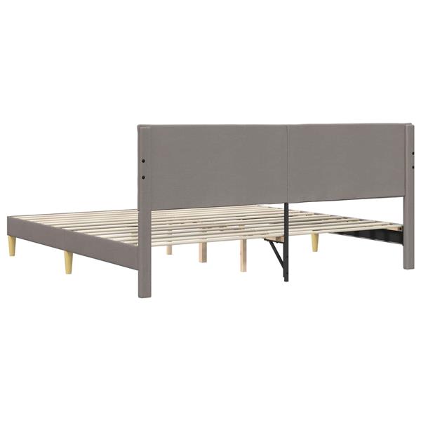 Grote foto vidaxl bedframe met hoofdeinde taupe 200 x 200 cm stof antiek en kunst stoelen en banken