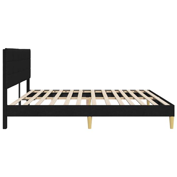 Grote foto vidaxl bedframe met hoofdeinde zwart 200 x 200 cm stof antiek en kunst stoelen en banken