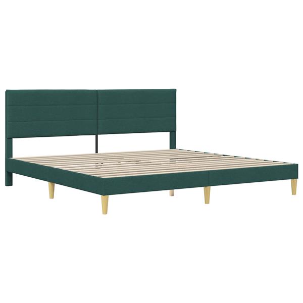 Grote foto vidaxl bedframe met hoofdeinde donkergroen 180 x 200 cm stof antiek en kunst stoelen en banken