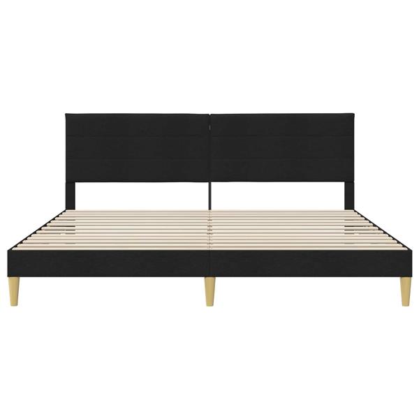 Grote foto vidaxl bedframe met hoofdeinde zwart 180 x 200 cm stof antiek en kunst stoelen en banken