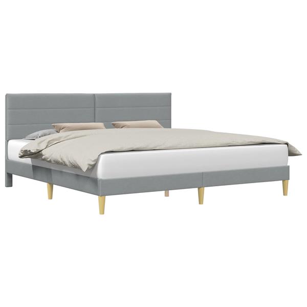 Grote foto vidaxl bedframe met hoofdeinde lichtgrijs 180 x 200 cm stof antiek en kunst stoelen en banken