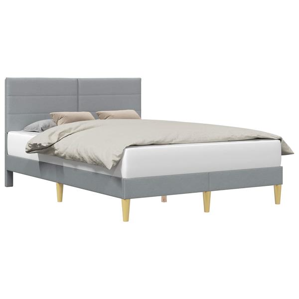 Grote foto vidaxl bedframe met hoofdeinde lichtgrijs 120 x 200 cm stof antiek en kunst stoelen en banken