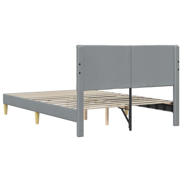 Grote foto vidaxl bedframe met hoofdeinde lichtgrijs 120 x 190 cm stof antiek en kunst stoelen en banken