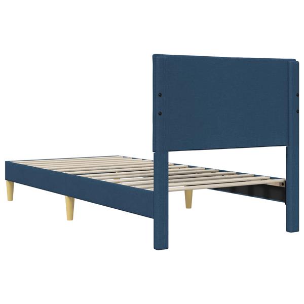 Grote foto vidaxl bedframe met hoofdeinde blauw 90 x 200 cm stof antiek en kunst stoelen en banken