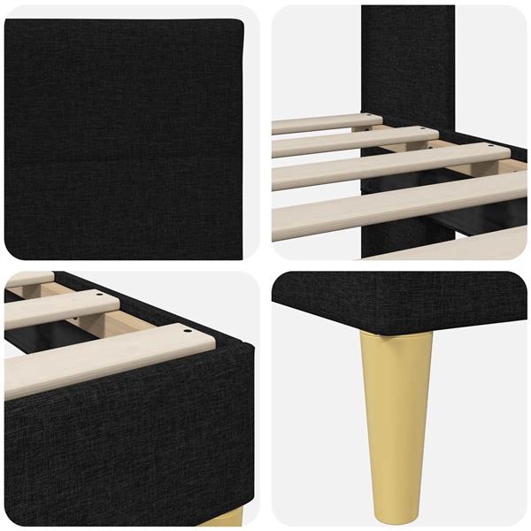 Grote foto vidaxl bedframe met hoofdeinde zwart 90 x 200 cm stof antiek en kunst stoelen en banken