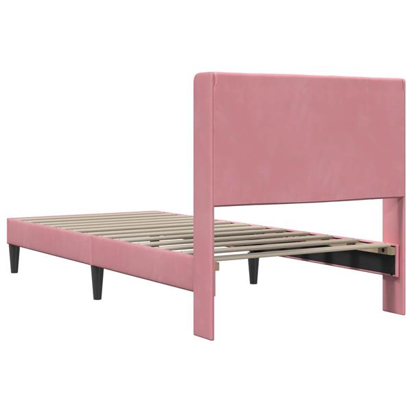 Grote foto vidaxl bedframe met hoofdeinde roze 100 x 200 cm fluweel antiek en kunst stoelen en banken