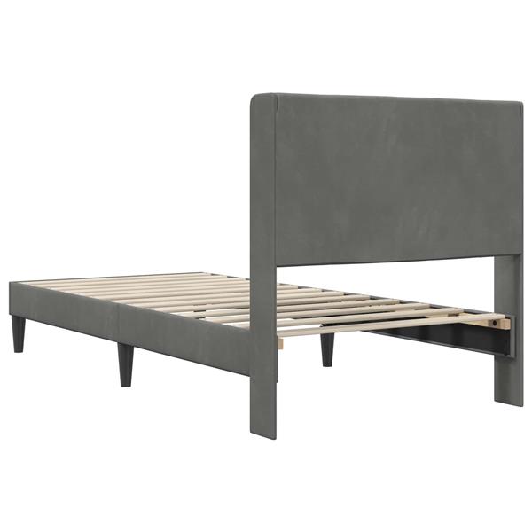 Grote foto vidaxl bedframe met hoofdeinde donkergrijs 90 x 200 cm fluweel antiek en kunst stoelen en banken