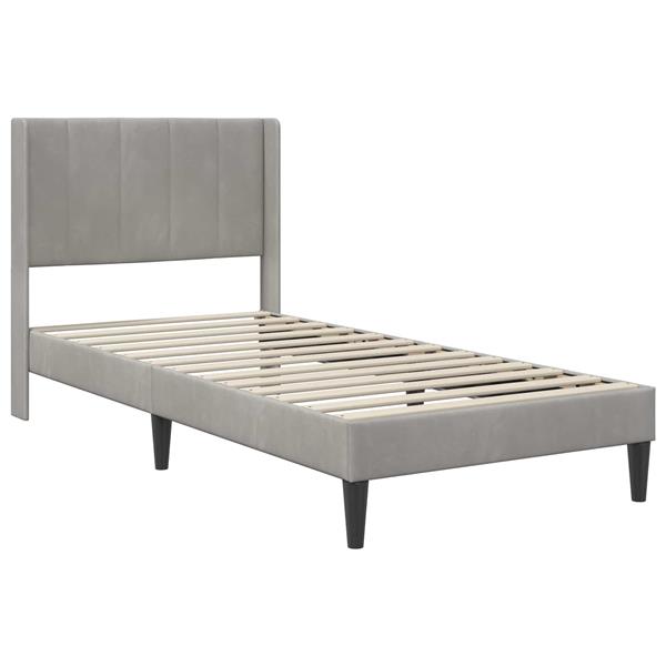 Grote foto vidaxl bedframe met hoofdeinde lichtgrijs 90 x 200 cm fluweel antiek en kunst stoelen en banken