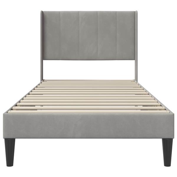 Grote foto vidaxl bedframe met hoofdeinde lichtgrijs 90 x 200 cm fluweel antiek en kunst stoelen en banken