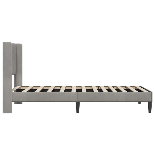 Grote foto vidaxl bedframe met hoofdeinde lichtgrijs 90 x 200 cm fluweel antiek en kunst stoelen en banken