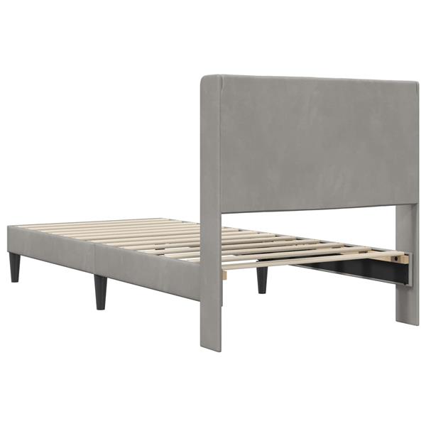 Grote foto vidaxl bedframe met hoofdeinde lichtgrijs 90 x 200 cm fluweel antiek en kunst stoelen en banken