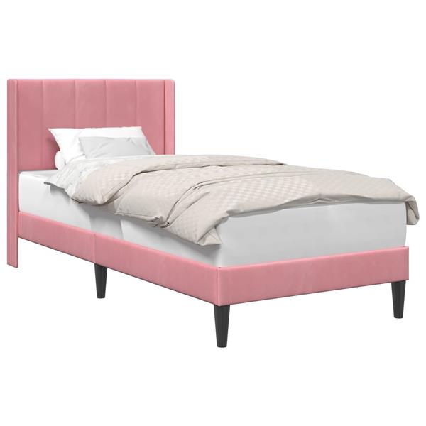 Grote foto vidaxl bedframe met hoofdeinde roze 90 x 190 cm fluweel antiek en kunst stoelen en banken