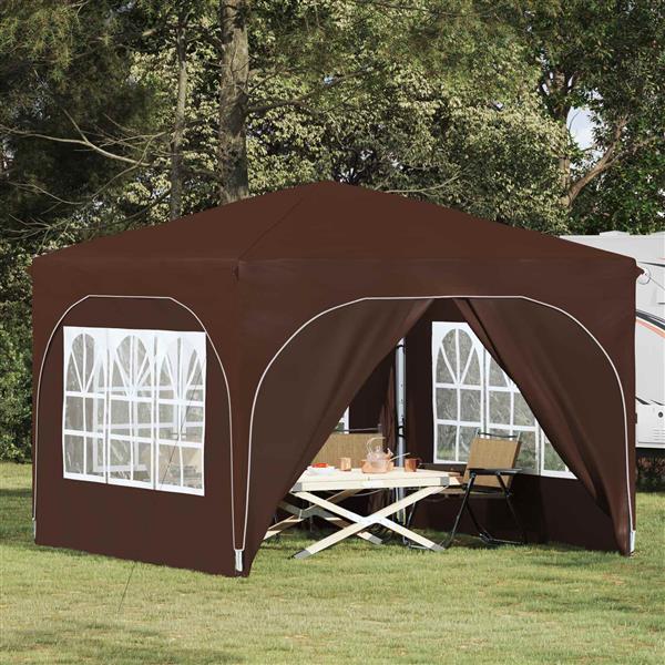 Grote foto vidaxl pop up feesttent 290 x 290 x 245 cm bruin tuin en terras overige tuin en terras