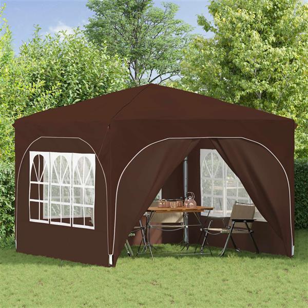 Grote foto vidaxl pop up feesttent 290 x 290 x 245 cm bruin tuin en terras overige tuin en terras