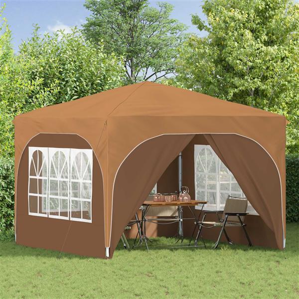 Grote foto vidaxl pop up feesttent 290 x 290 x 245 cm beige tuin en terras overige tuin en terras