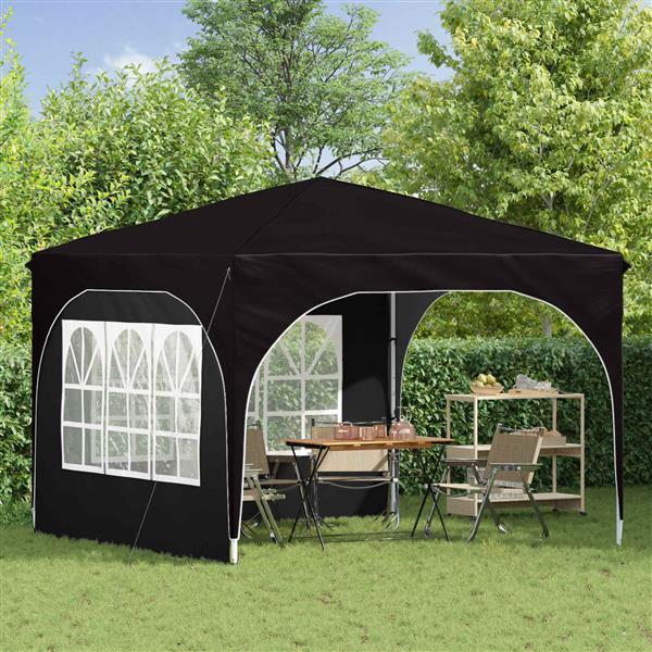 Grote foto vidaxl pop up feesttent 290 x 290 x 245 cm zwart tuin en terras overige tuin en terras