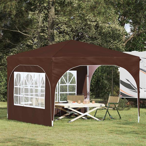 Grote foto vidaxl pop up feesttent 290 x 290 x 245 cm bruin tuin en terras overige tuin en terras