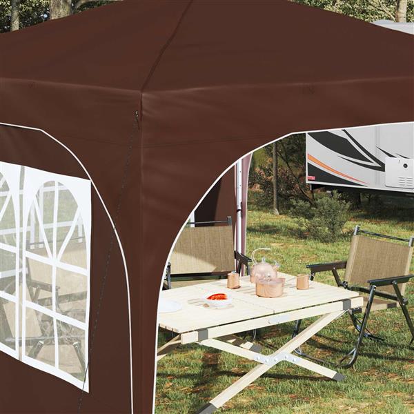 Grote foto vidaxl pop up feesttent 290 x 290 x 245 cm bruin tuin en terras overige tuin en terras