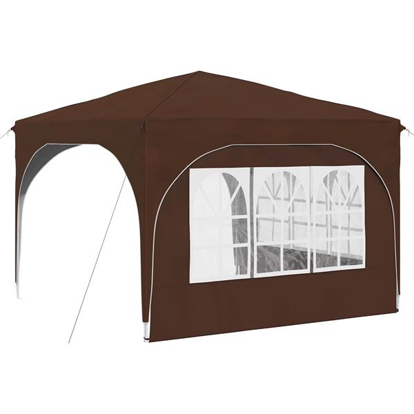 Grote foto vidaxl pop up feesttent 290 x 290 x 245 cm bruin tuin en terras overige tuin en terras