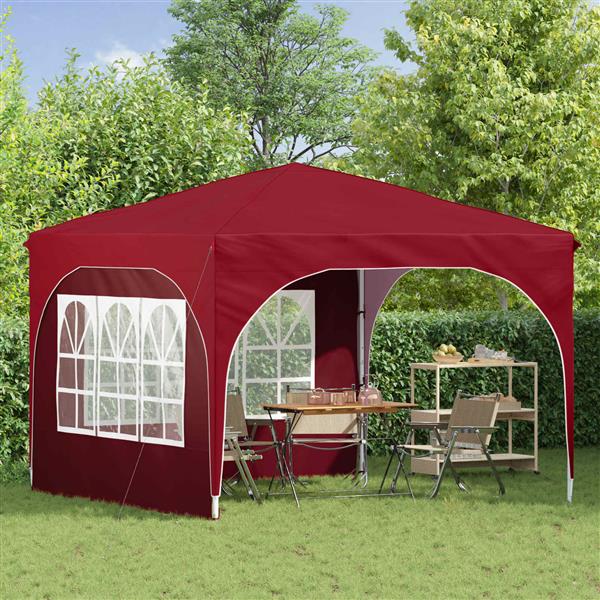 Grote foto vidaxl pop up feesttent 290 x 290 x 245 cm bordeauxrood tuin en terras overige tuin en terras