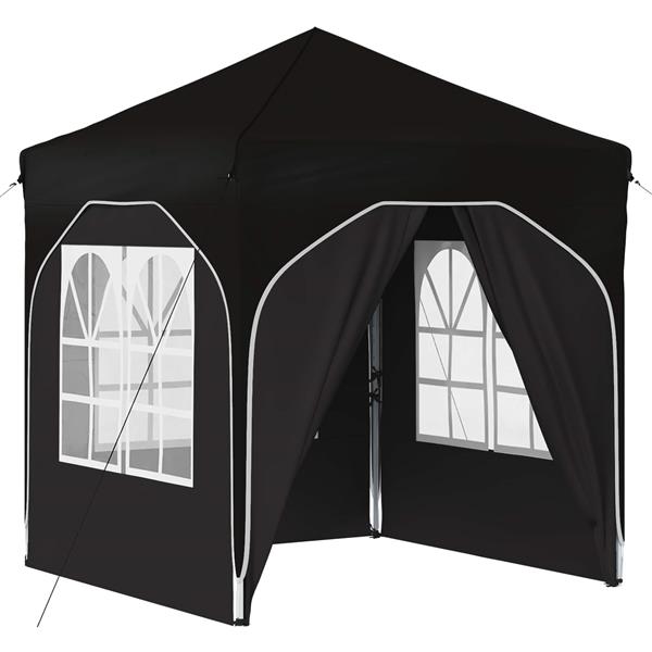 Grote foto vidaxl pop up feesttent 192 x 192 x 245 cm zwart tuin en terras overige tuin en terras