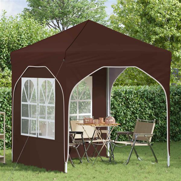 Grote foto vidaxl pop up feesttent 192 x 192 x 245 cm bruin tuin en terras overige tuin en terras