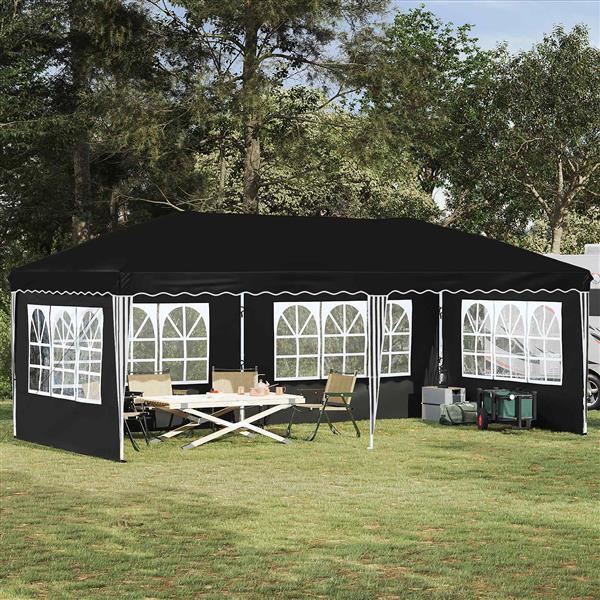 Grote foto vidaxl pop up feesttent 575 x 289 x 245 cm zwart tuin en terras overige tuin en terras