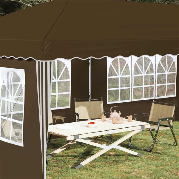 Grote foto vidaxl pop up feesttent 575 x 289 x 245 cm taupe tuin en terras overige tuin en terras