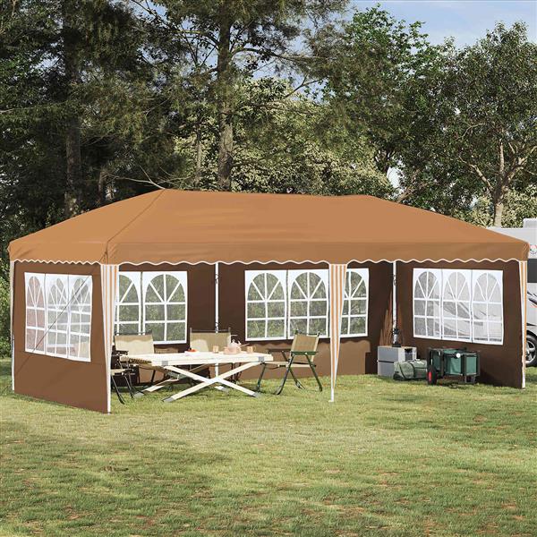 Grote foto vidaxl pop up feesttent 575 x 289 x 245 cm beige tuin en terras overige tuin en terras