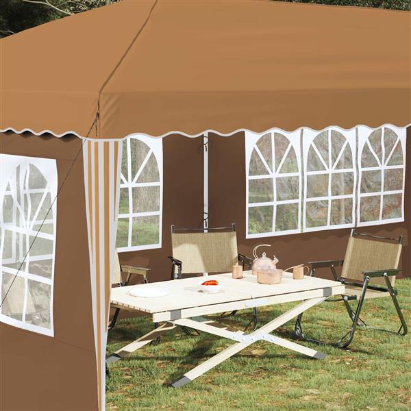 Grote foto vidaxl pop up feesttent 575 x 289 x 245 cm beige tuin en terras overige tuin en terras