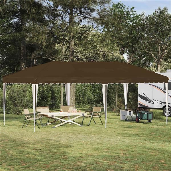 Grote foto vidaxl pop up feesttent 575 x 290 x 245 cm taupe tuin en terras overige tuin en terras
