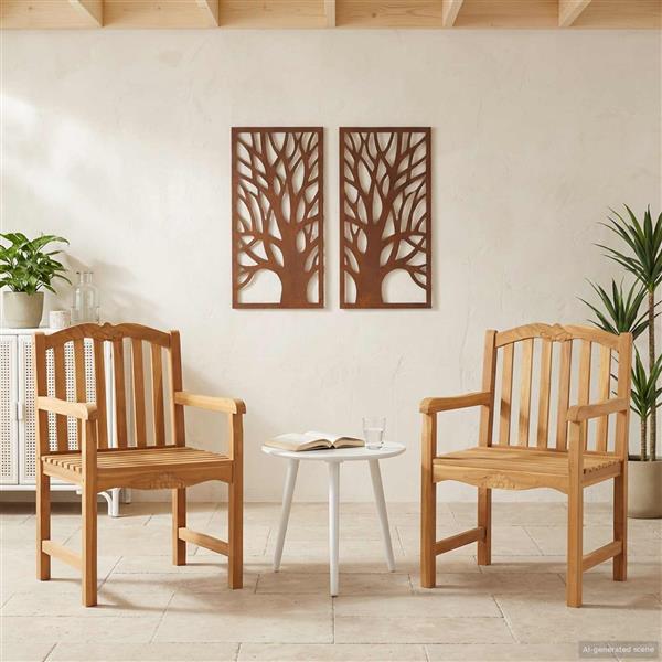 Grote foto vidaxl handgesneden rozen stoel 2 pcs naturel massief teakhout tuin en terras tuinmeubelen