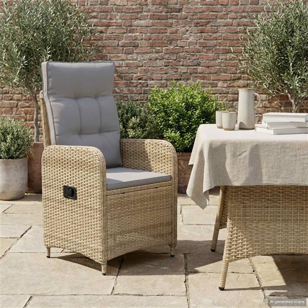 Grote foto vidaxl verstelbare tuinstoel beige en licht grijs 57 x 63 x 94 cm tuin en terras tuinmeubelen